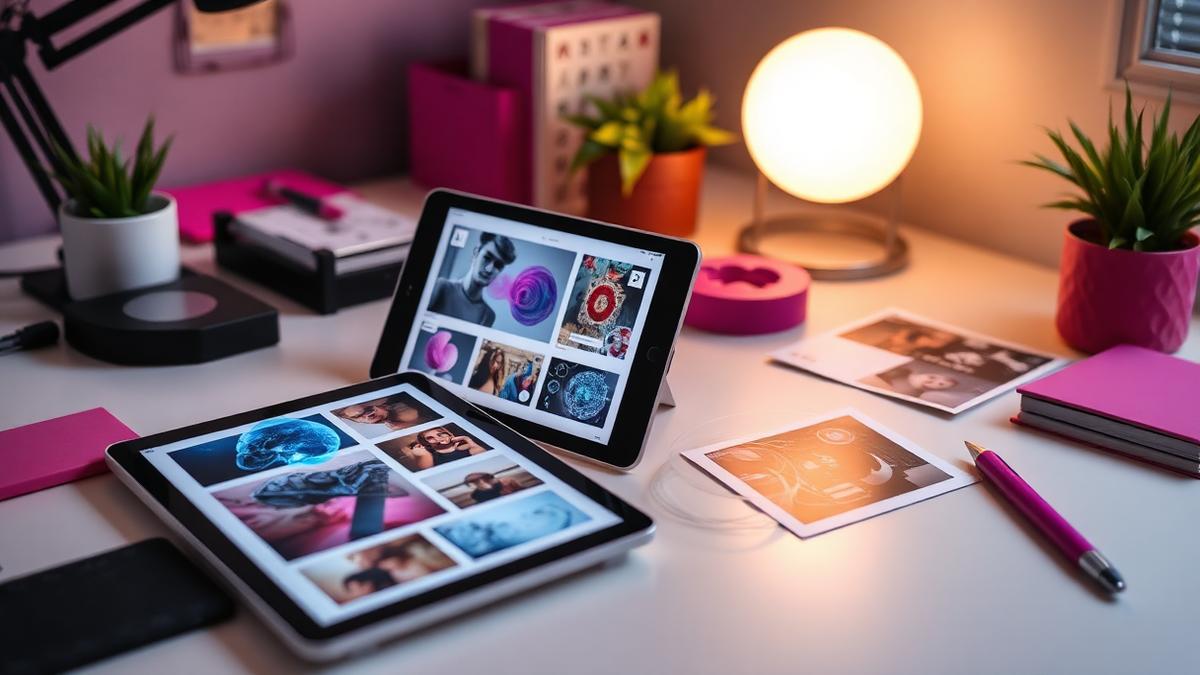 AI-genererede billeder vist på tablets