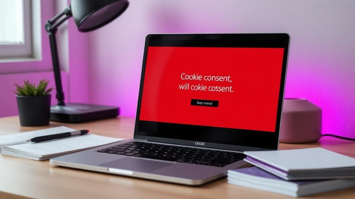 Cookiebanner vist på en laptopskærm