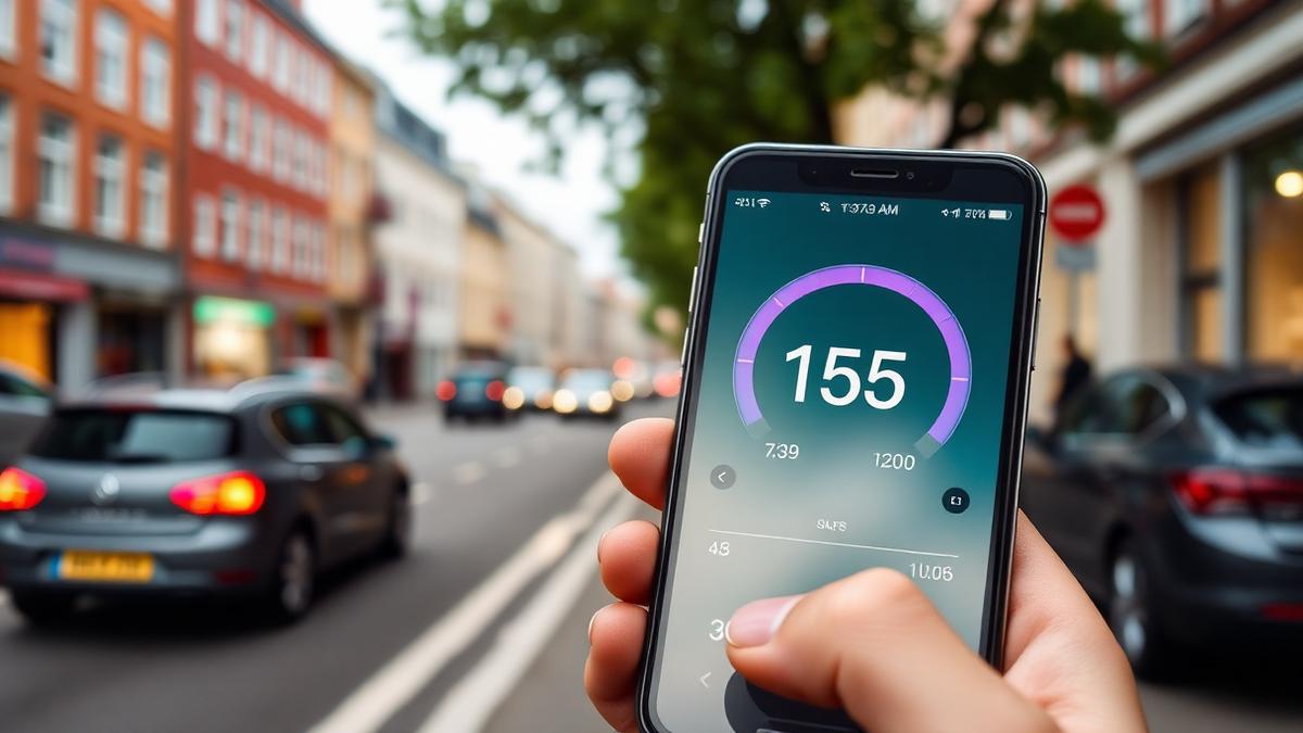 Hastighedstest på en smartphone i en dansk bygade