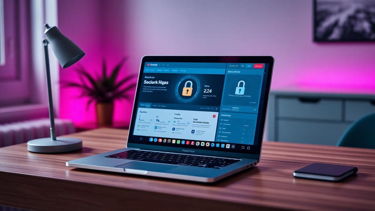 Sikkerhedsoversigt for en hjemmeside vist på laptop