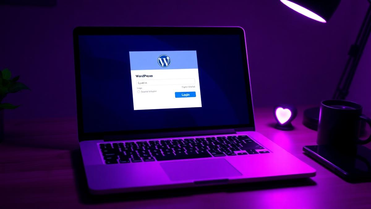 WordPress-login vist på en laptop